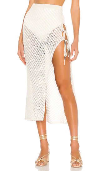 Offshore Midi Skirt in White & Gold | Revolve Clothing (Global)