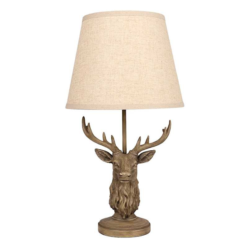 Deer Lamp With Shade, 23", Brown, Resin, sold by At Home | At Home