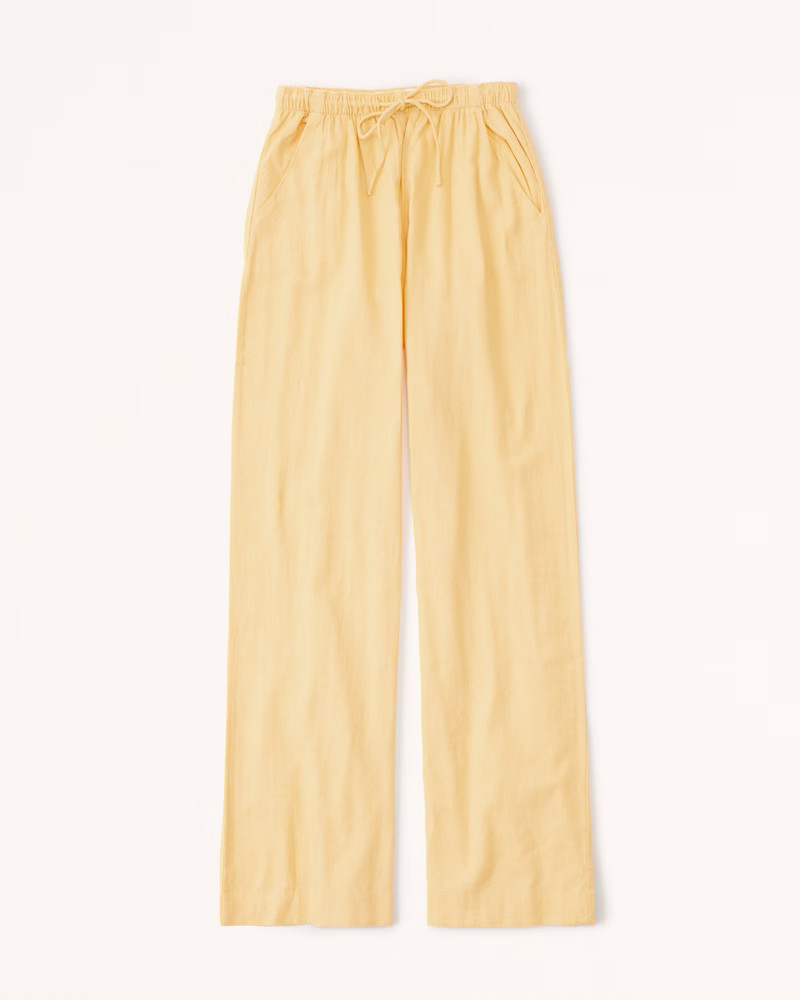 Linen-Blend Pull-On Wide Leg Pant | Abercrombie & Fitch (US)