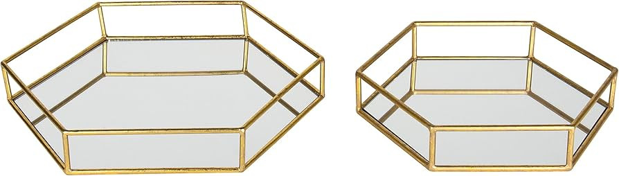 Kate and Laurel Felicia Modern Glam 2-Piece Nesting Metal Mirrored Decorative Accent Trays, Gold | Amazon (US)