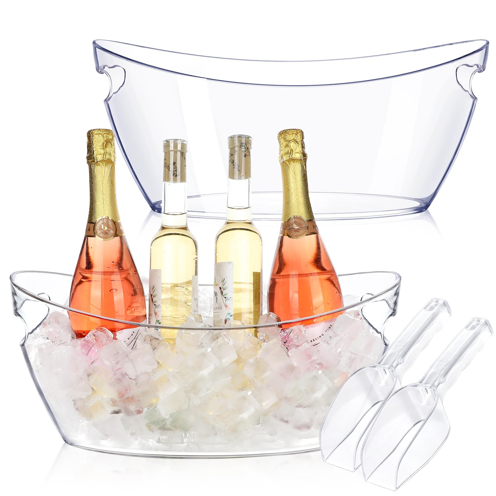 Ice Buckets for Parties, 2pcs Acrylic Champagne Beverage with 2 Ice Bucket Scoop, Drinks Buckets ... | Amazon (US)