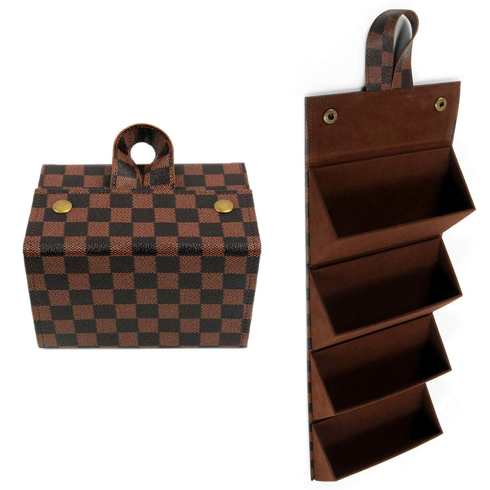 4 Slots Foldable Checkered Sunglasses Travel Organizer Case Multiple PU Vegan Leather Eyeglass Di... | Amazon (US)