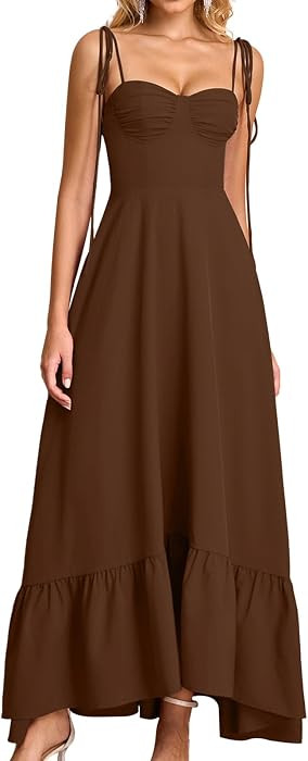 Women Summer Corset Wedding Guest Maxi Flowy A Line Milkmaid Dress | Amazon (US)