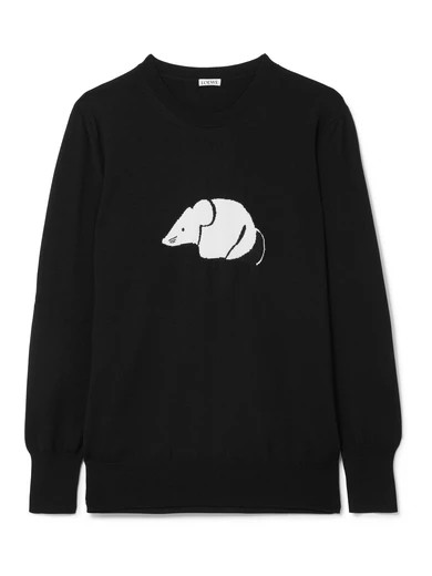 Loewe - Intarsia Wool Sweater - Black | NET-A-PORTER (US)