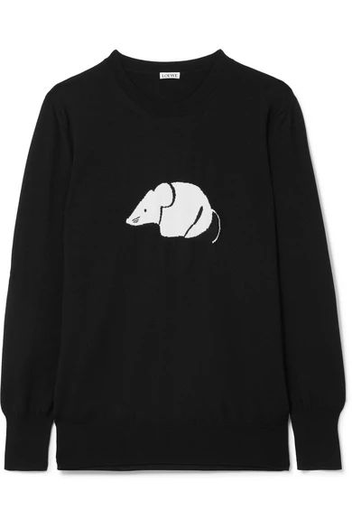 Loewe - Intarsia Wool Sweater - Black | NET-A-PORTER (US)