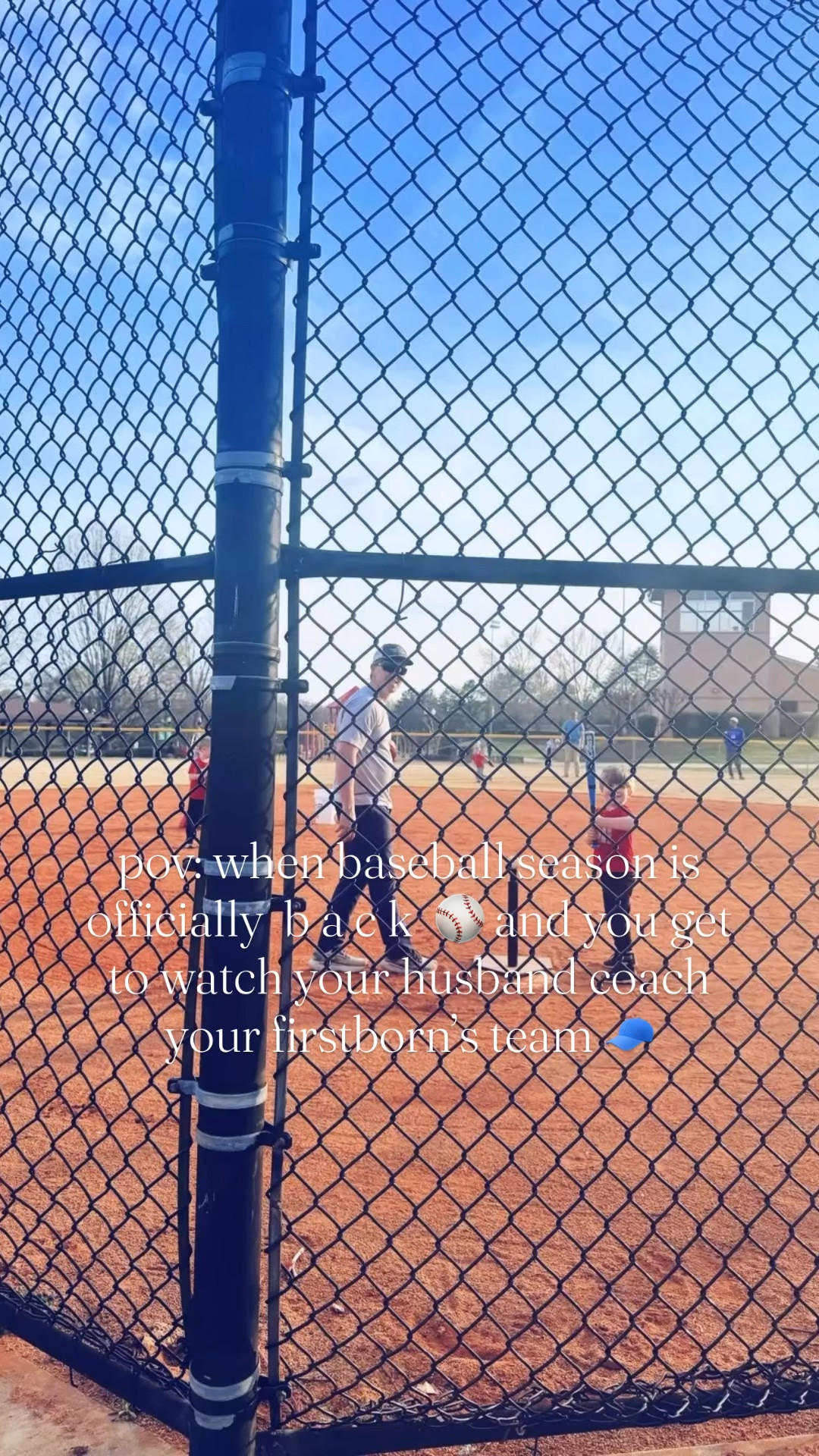 Baseball season is officially  b a c k ⚾️🧢🏟️ and these boys are in their happy place out on the ballfield!!! 🌱🌾 Cheers to spring 🌳 and all the warm ☀️ nights out at the baseball field 🤍 ahead!! ❤️🌅💙 #tballseasonisback #baseballboys #daddycoach #baseballtime #baseballmama