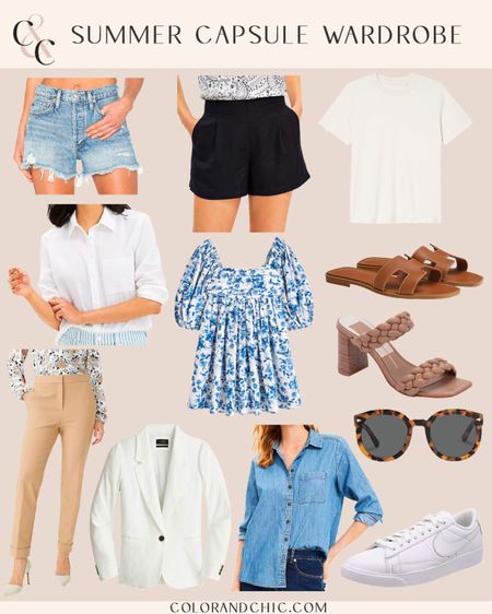 Summer capsule wardrobe with a few of my favorite staples including Agolde jean shorts, a look for less, linen shirt, blazer, sandals and more! 

#LTKSeasonal #LTKstyletip
