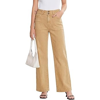 Sidefeel Women's Wide Leg Jeans High Waisted Stretchy Tummy Control Straight Leg Denim Pants | Amazon (US)
