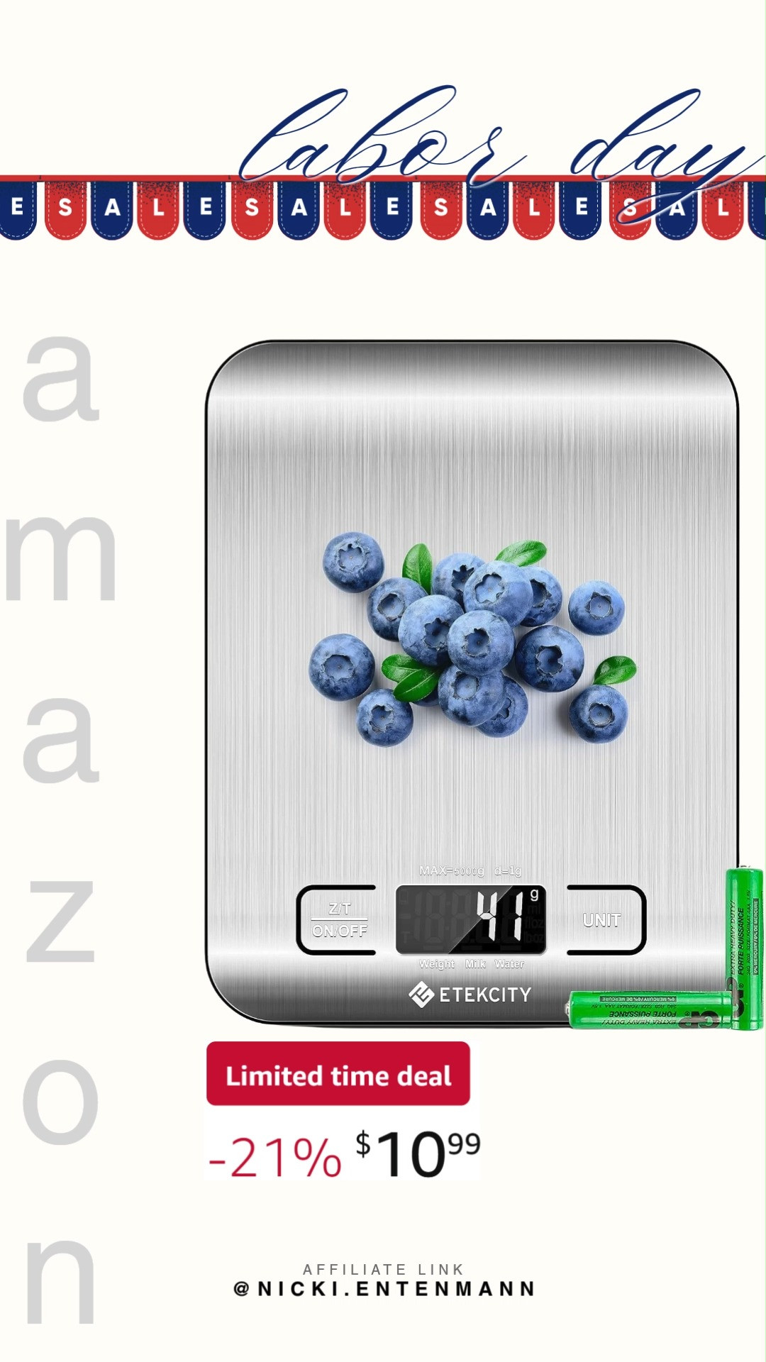 Measure with precision using Etekcity Food Kitchen Scale crafted for digital grams and ounces. Perfect for cooking or baking, it blends accuracy, style, and everyday confidence seamlessly. #etekcity #foodscale #digitalscale #kitchenessentials #mealprep #homecooking #bakingtools #amazonfinds #shoppingdeal #modernliving ⚖️🥧🍴 

 #LTKfoodie #LTKHome #LTKSaleAlert