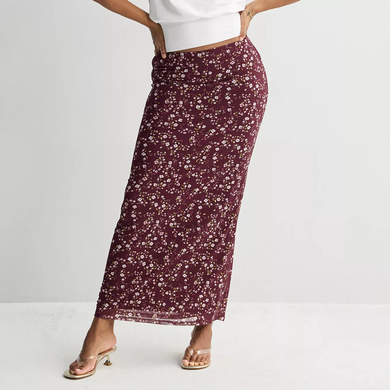 Juniors' SO® Mesh Maxi Skirt, Girl's, Size: Small, Ivory Blue Floral | Kohl's
