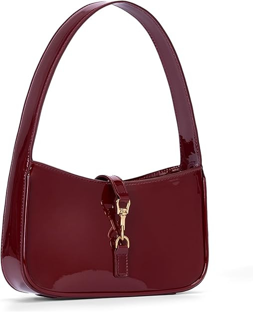 JQWSVE Shoulder Bags for Women Burgundy Purse Trendy Small Handbag Faux Leather Shoulder Purse Ev... | Amazon (US)