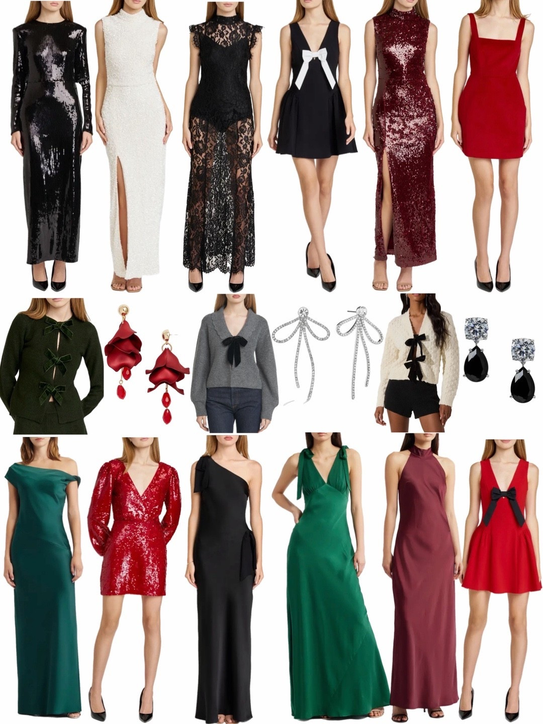 Holiday party dresses and holiday outfits. How darling are these sequin dresses, bow sweaters, velvet dresses, and evening gown options? So chic! ❤️🌲 

#LTKCyberWeek #LTKHoliday #LTKSeasonal