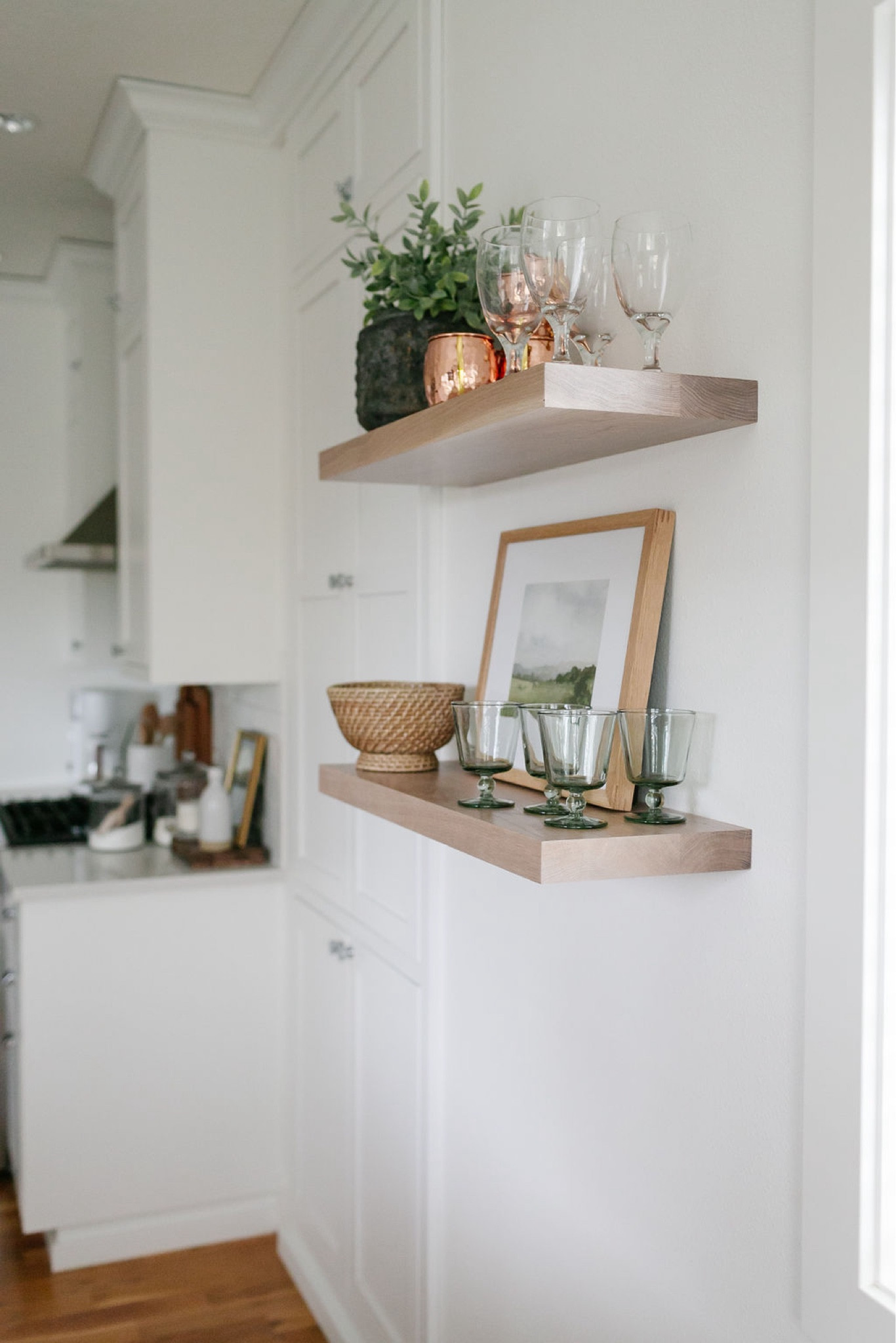 Kitchen open shelving, white oak floating shelves  

#LTKHome #LTKSeasonal #LTKFindsUnder100