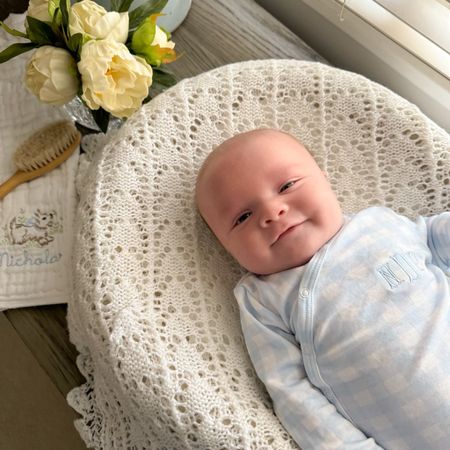 Smiles! 🤍 Love these vintage-inspired burp cloths I found… Order one size up in this gingham set for length. xo #ltkkids #ltkfamily #ltkbaby #ltkbump