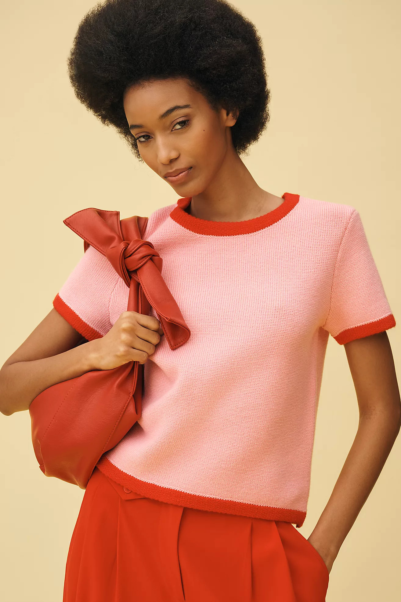 English Factory Short-Sleeve Colorblock Sweater | Anthropologie (US)