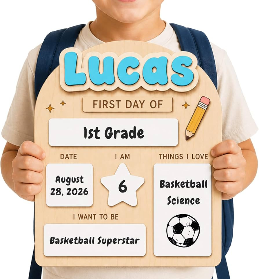 Personalized Wooden First Day of School Board Reusable with Marker | Amazon (US)