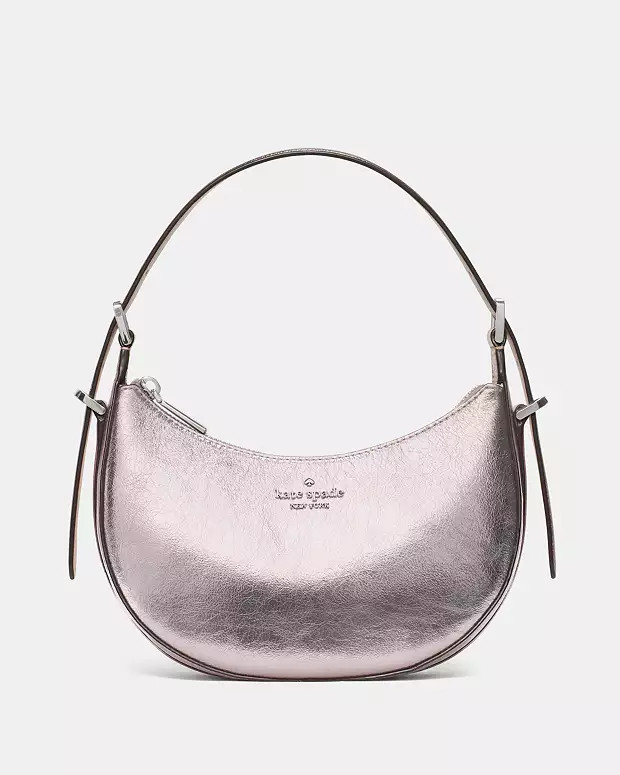 Nova Crinkle Metallic Small Crescent Shoulder Bag | Kate Spade Outlet