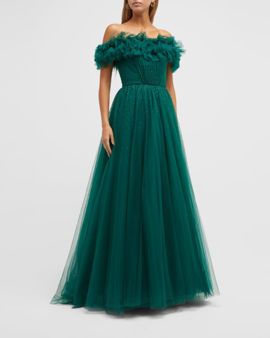 Jenny Packham Wonder Glitter Tulle Gown | Neiman Marcus