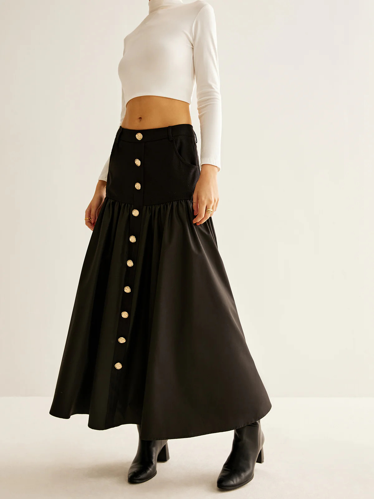 Panel Pockets Umbrella Skirt | Commense