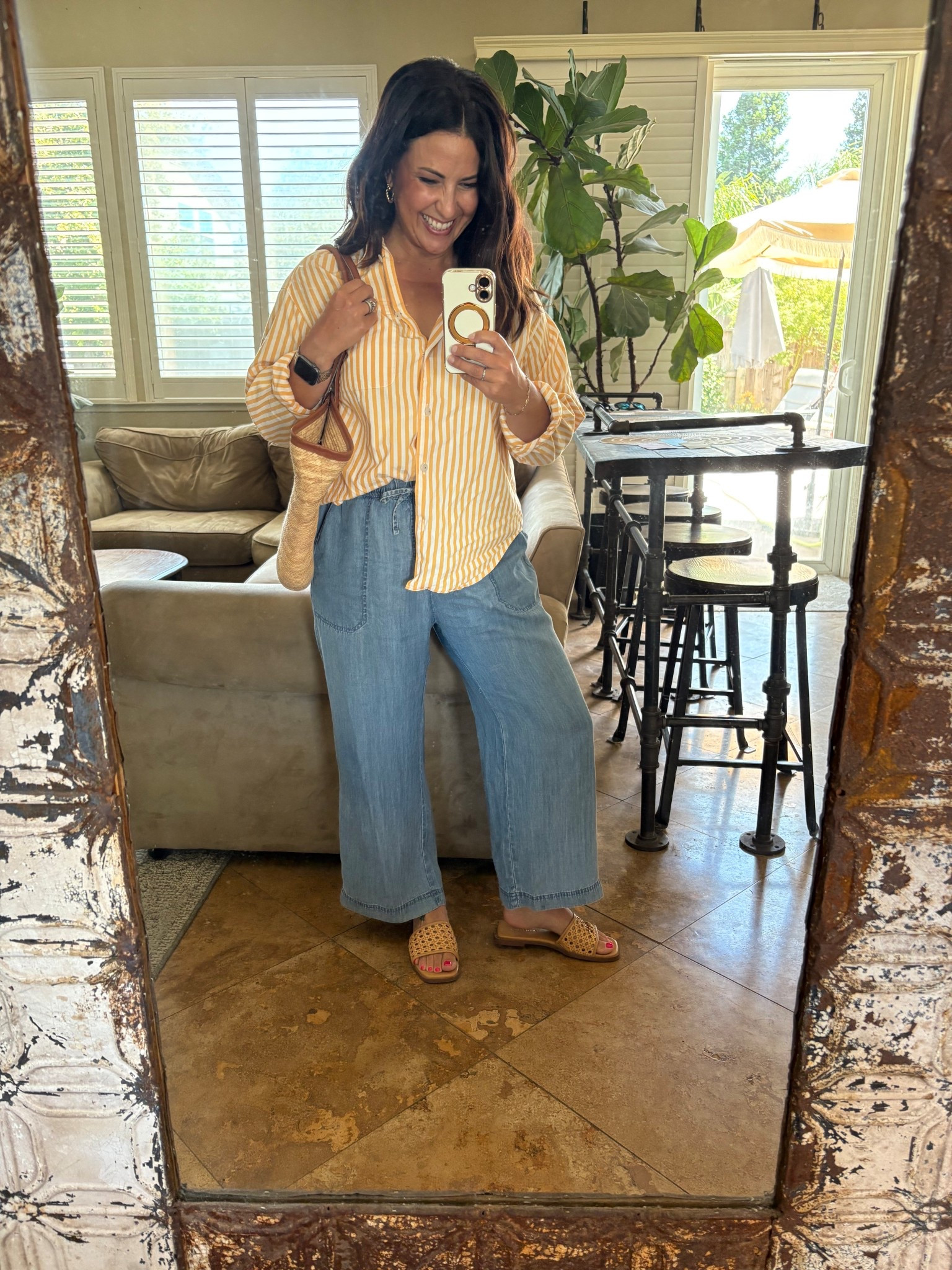 Sunny stripes + comfy denim = summer mom uniform ☀️👖
This outfit is light, breezy, and perfect for errands, lunch dates, or just feeling put together at home. I’m 5’2” wearing petite-friendly wide-leg jeans, the comfiest slides, and a lightweight button-up that gives off all the happy vibes.


#LTKsummer #LTKpetite #casualstyle #realmomstyle #easyoutfit #summerfashion #momstyleinspo #petiteoutfitideas #over40style #stripedshirt #widelegjeans #comfortablechic

#LTKSummerEdit #LTKOver40 #LTKPetite