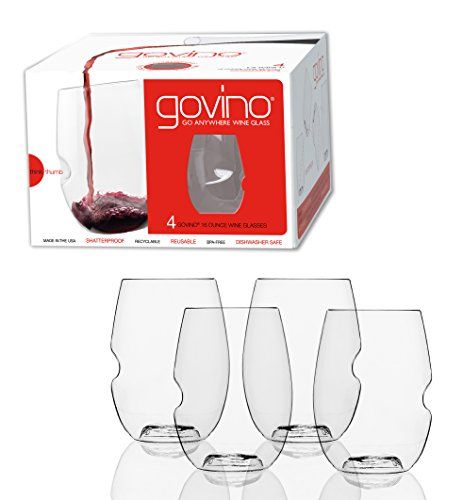 Govino Dishwasher Safe Flexible Shatterproof Recyclable Wine Glasses, 16-ounce, Set of 4 | Amazon (US)