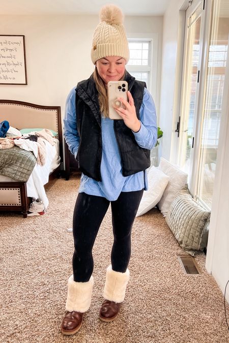 Causal winter outfit. Leggings and uggs outfit. Amazon vest outfit. Amazon finds. Amazon fashion. Old Navy athletic wear. 

#LTKfindsunder50 #LTKfitness
