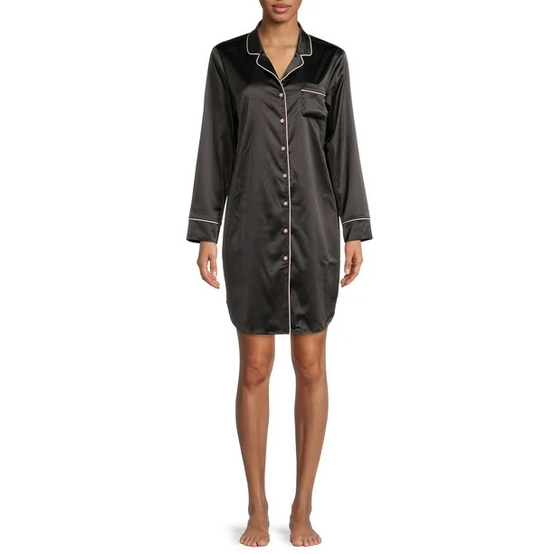 Secret Treasures Women's Satin Sleep Shirt - Walmart.com | Walmart (US)
