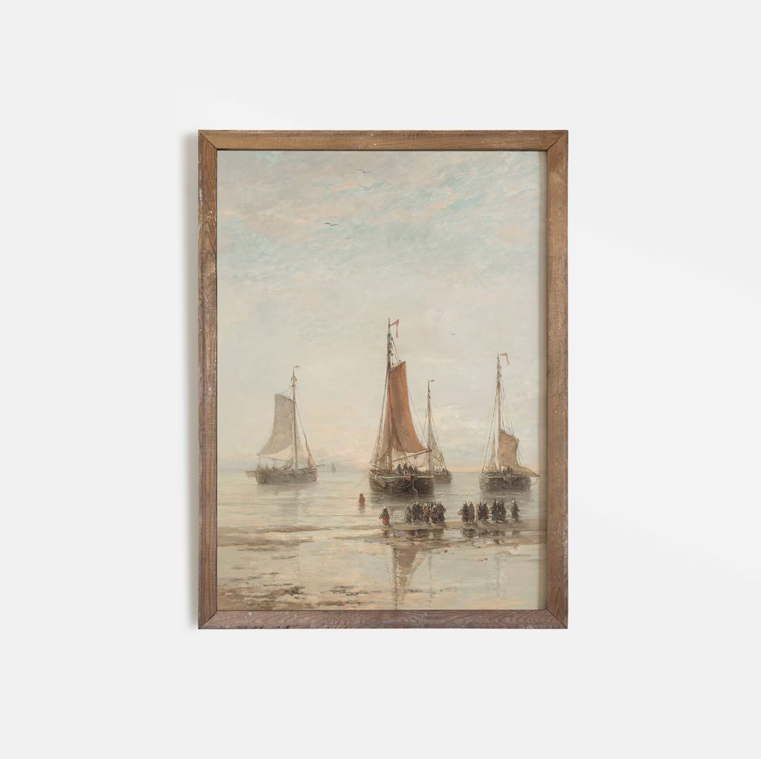Sailboat Painting | Vintage Seascape Print | Downloadable PRINTABLE #366 | Etsy (US)