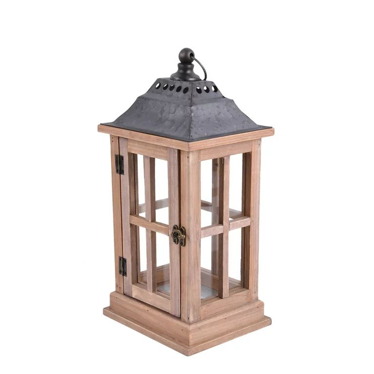 Better Homes & Gardens Rustic Wood Candle Holder Lantern, Small | Walmart (US)