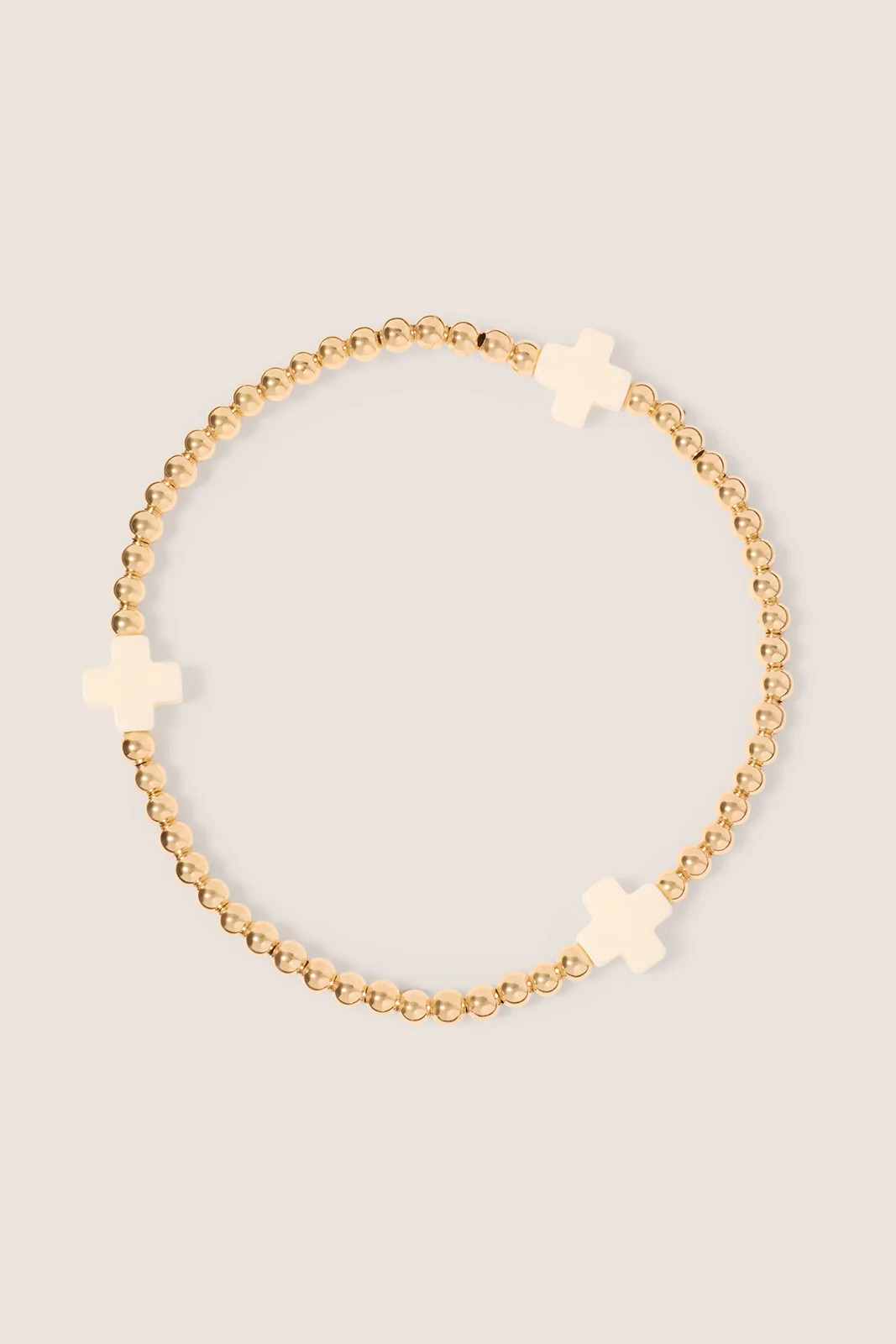 Signature Cross Gold Pattern 3mm Bead Bracelet | Evereve