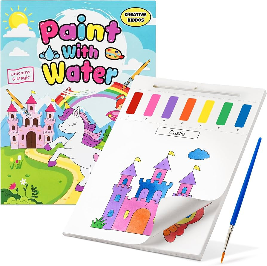 Paint With Water Book for Kids: Unicorns & Magic - Mess Free Coloring for Toddlers, Watercolor Pa... | Amazon (US)