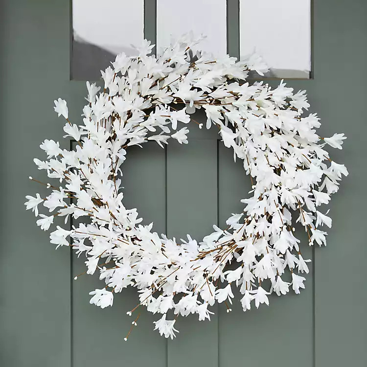 White Forsythia Flowers Wreath | Kirkland's Home