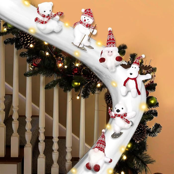 QEQEKAKA Christmas Stairs Decorations Set of 6 Include Christmas Gnome     Santa Claus Snowman Pe... | Amazon (US)