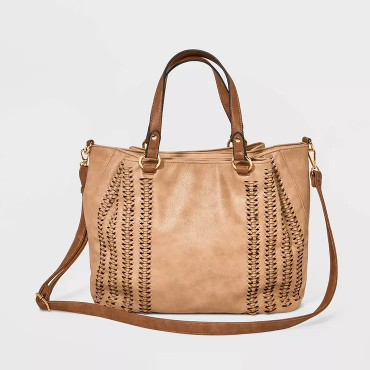 VR NYC Woven Triple Entry Satchel Handbag - Off-White | Target
