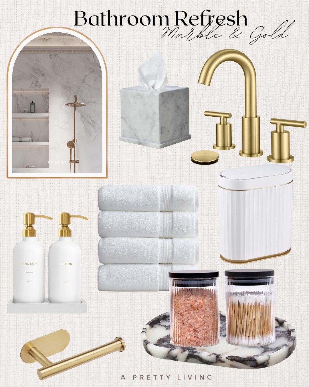 Bathroom Refresh with Marble & Gold 






#bathroom #bambootowels #gold
#goldbathroom #marblebathroom #amazon #modernbath

#LTKFindsUnder100 #LTKHome #LTKFindsUnder50