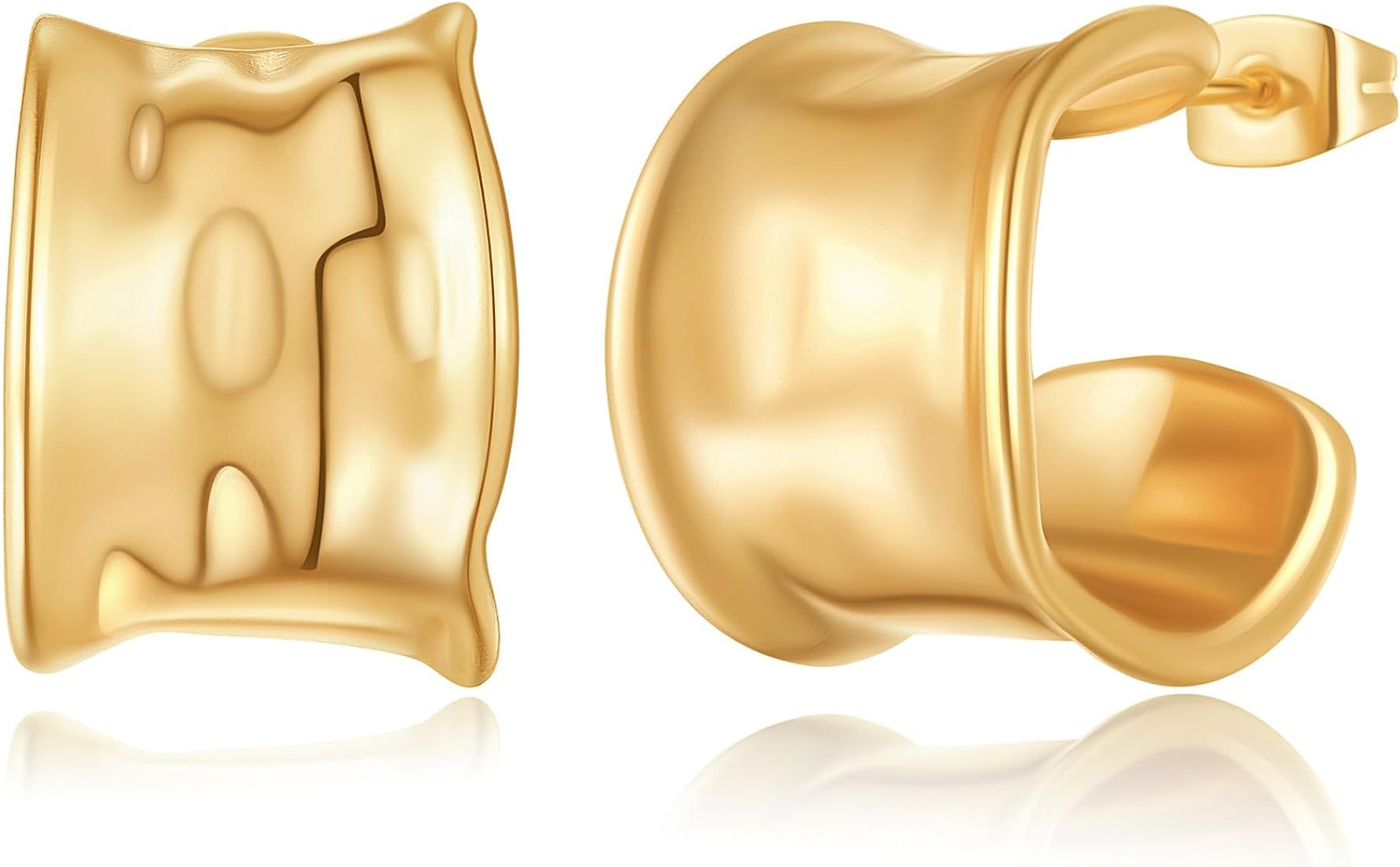 Gold Earrings for Women Girls,14K Gold Plated Lightweight Gold Hoop Earrings Hypoallergenic Earri... | Amazon (US)