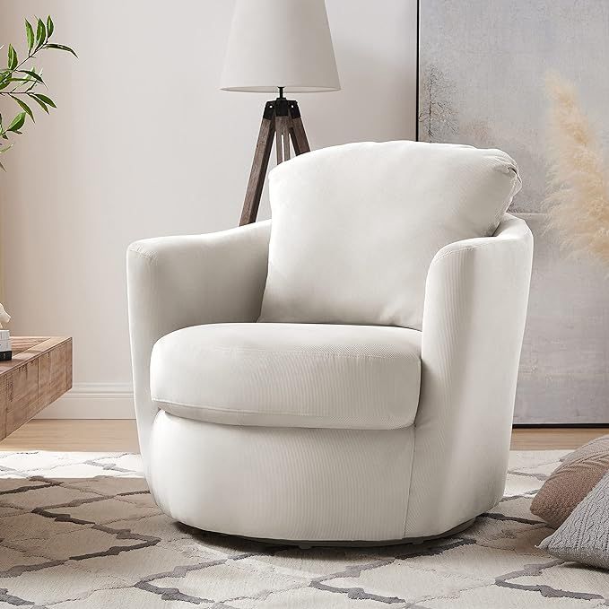 Art Leon Swivel Barrel Chair, Modern Round Swivel Accent Chair, Corduroy Upholstery Sofa Chair fo... | Amazon (US)