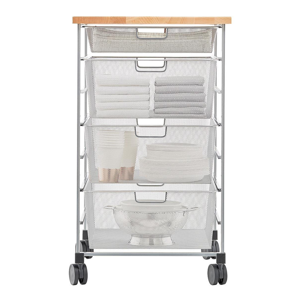 Elfa Platinum 7-Runner Mesh Kitchen Prep Cart | The Container Store