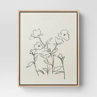 8" x 10" Sketch Flowers Framed Wall Canvas Tan - Threshold™ | Target