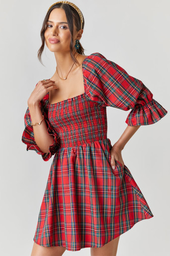 Abigail Plaid Smocked Nap Mini Dress | Francesca's