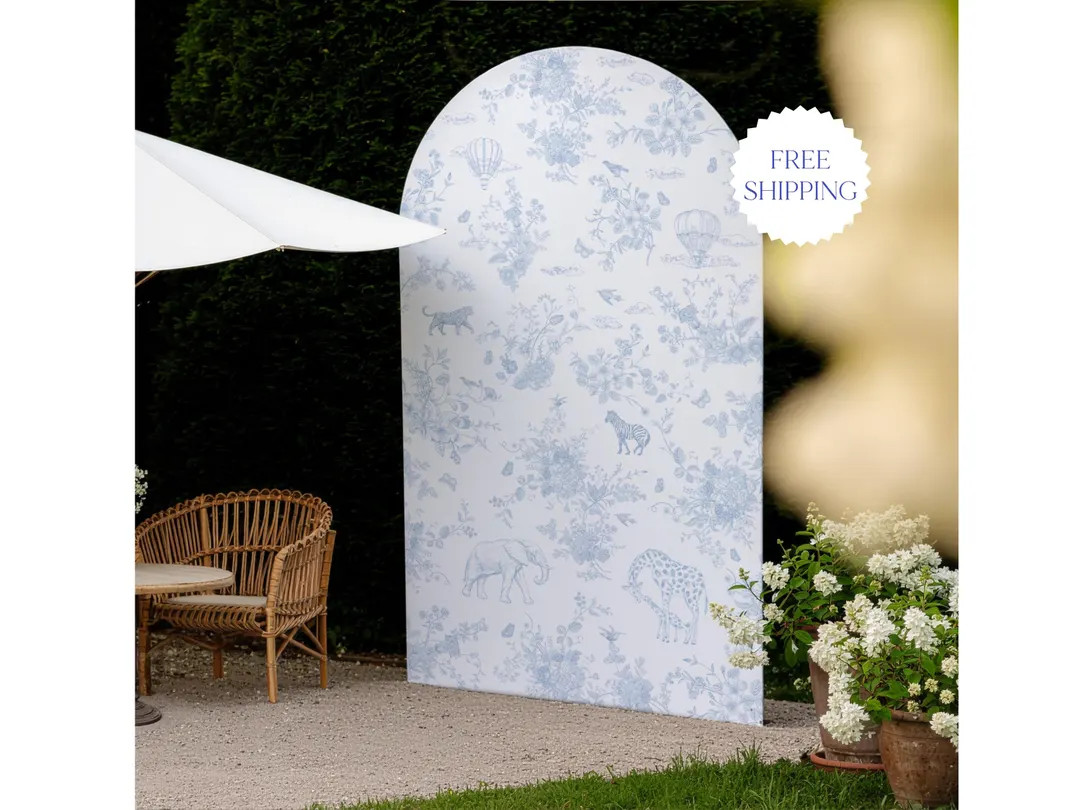 Safari Toile De Jouy Fabric Arch Cover: Baby Shower Photo Backdrop - Etsy | Etsy (US)