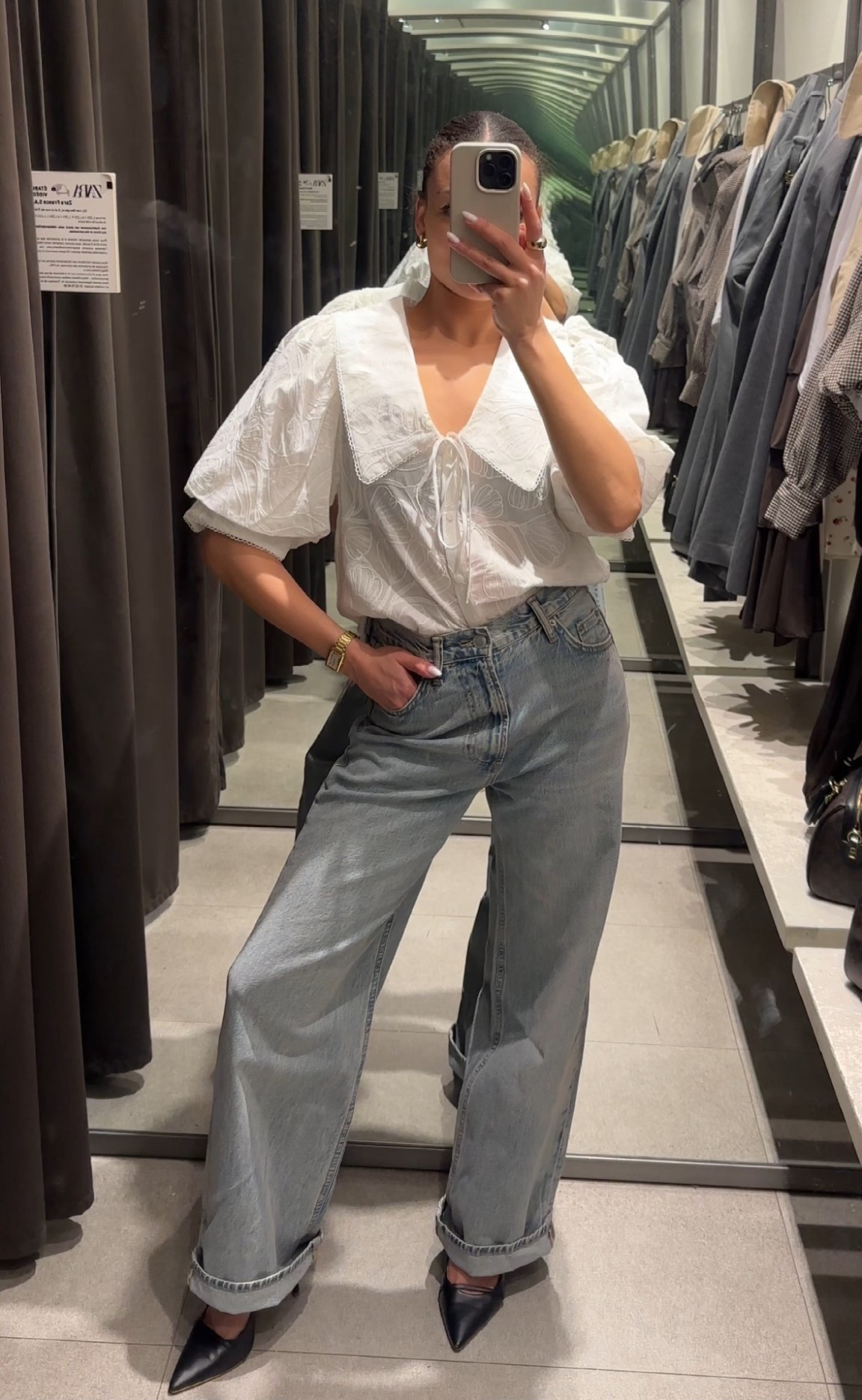 Obsessed with this basic combo 🤍
Wearing size S & 36 
(Sorry for the dirty mirror 🥹)

#LTKSpringSale #LTKhaul #LTKspringtrends