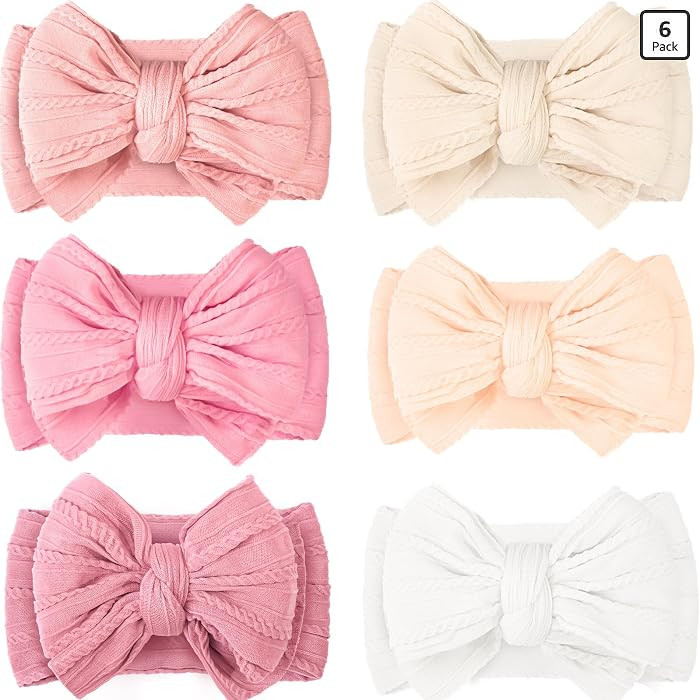 6 Pcs Baby Bows Headbands Nylon Hairbands Baby Girl Bows Hair Accessories for Newborn Infant Todd... | Amazon (US)