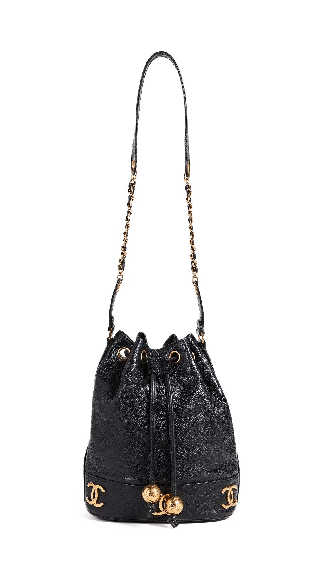 What Goes Around Comes Around Chanel Black Caviar 3CC Bucket Bag | Shopbop