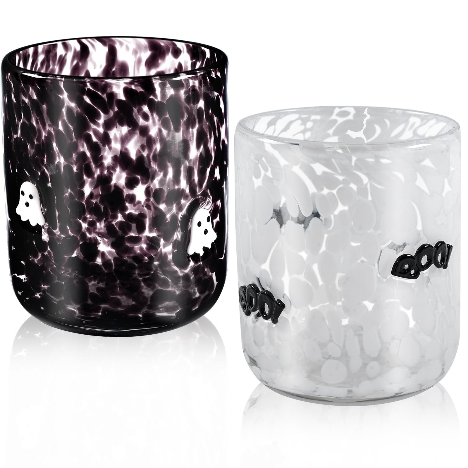 2 Pcs Halloween Icon Glasses 16oz Icon Juice Glass Cups Ghost Boo Cute Glass Cups Double Old Fashioned Drinking Cup for Holiday Party Home Decor Lovely Gifts | Amazon (US)