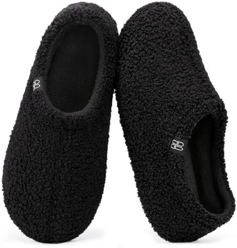 HomeTop Women's Fuzzy Curly Fur Memory Foam Loafer Slippers with Polar Fleece Lining | Amazon (US)