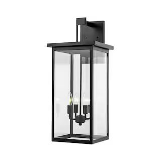 Millennium Lighting 27 in. 4-Light Powder Coat Black Outdoor Wall-Light Sconce with Clear Glass | The Home Depot