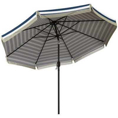 Outsunny 9' Patio Umbrella with Push Button Tilt and Crank Outdoor Double Top Market Umbrella, Blue Striped | Target