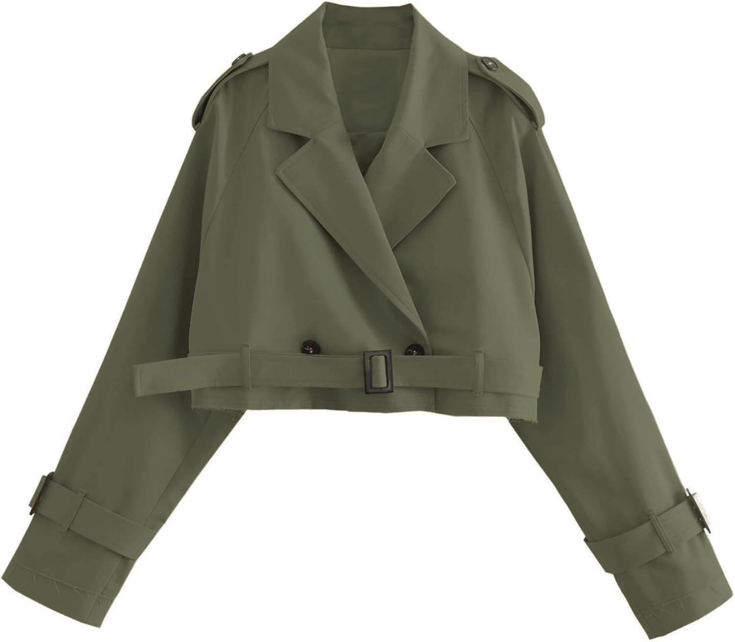 Xiaoxuemeng Women's Cropped Trench Coat Casual Double Breasted Short Jacket | Amazon (US)