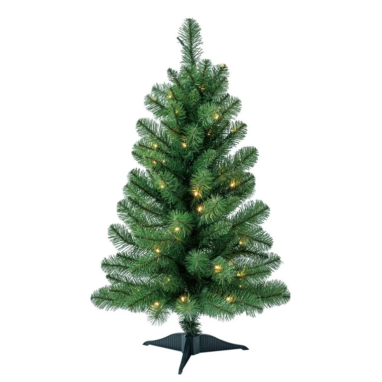 3 ft Pre-Lit Winston Pine Artificial Christmas Tree with 70 Clear LED Lights and Stand, by Holida... | Walmart (US)